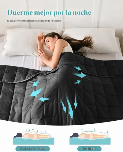 Vista 3 de Topblan Manta con peso refrescante para adultos, 12 libras, 48 x 72 Negro
