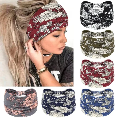 Vista 30 de Awumbuk Diademas anchas para mujeres anudadas antideslizantes bandas para la cabeza suaves diadema turbante accesorios para el cabello boho africano