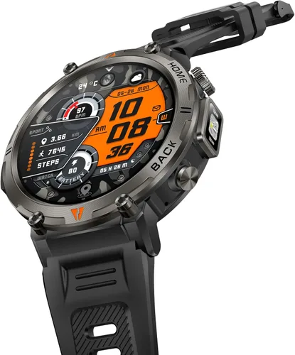 Vista 19 de Reloj inteligente militar para hombre, reloj GPS con linterna, brújula 3ATM, impermeable, resistente, táctico, inteligente, Bluetooth, 1.45