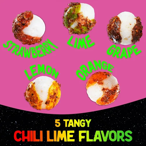 Vista 4 de TikTok de dulces liofilizados prémium con condimento dulce y picante Tajin Chili Lima, enviado en una caja para mayor protección, (4 onzas)