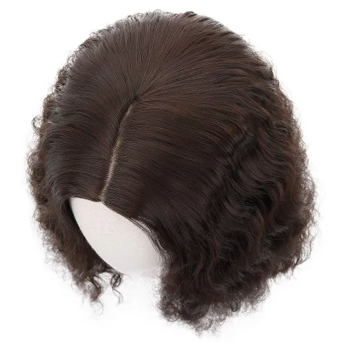 Vista 7 de PARTY ZONE Peluca larga de color marrón para cosplay, para hombres, peluca sintética ondulada para juegos de rol, pelucas divertidas de anime
