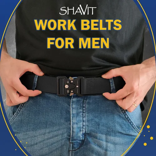 Vista 3 de SHAVIT Black Tactical Belt Men, Military Web Nylon Work Belts for Men With Quick Release Buckle Army Riggers Belt