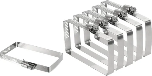 Vista 12 de uxcell 2 abrazaderas de manguera rectangulares de acero inoxidable 304, ajustables de 2 x 2 pulgadas, abrazaderas de tubo de conducto de engranaje