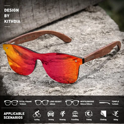 Vista 4 de Zebra - Gafas de sol polarizadas de bambú de madera para hombres y mujeres - Gafas de sol con patillas de madera S5029