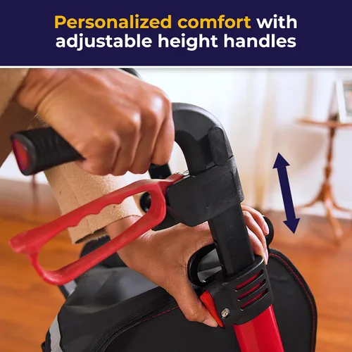 Vista 5 de Drive Medical Nitro - Andador con ruedas de 3 ruedas, ultraligero con ruedas, rodillo plegable para personas mayores y adultos, color rojo