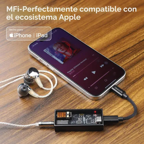 Vista 3 de Questyle Amplificador portátil USB DAC y auriculares M15i, certificado MFi Negro