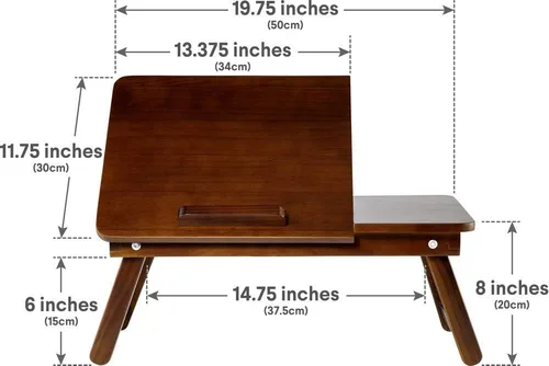 Vista 2 de Bandeja de escritorio de madera natural para cama y sofá, tamaño mediano