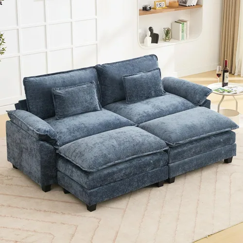 Vista 46 de Oprisen Sofá Seccional Modular, Cómodo Cloud Couch Sofá Seccional, Sofá Cama de Chenilla con Asiento Profundo con Almohadas Decorativas para Sala