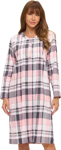 Vista 9 de Casual Nights Camisón de franela con flores de manga larga para mujer Azul