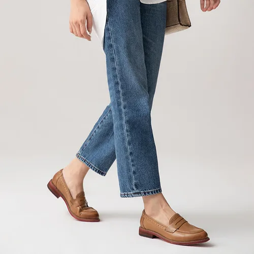 Vista 5 de U-lite Mocasines clásicos de piel de oveja para mujer, cómodos zapatos planos de vestir