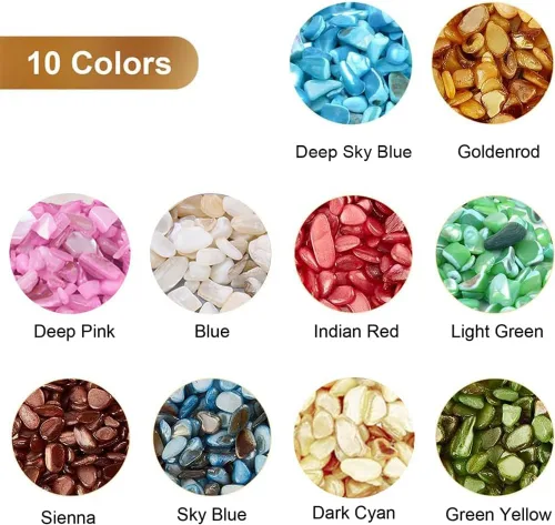 Vista 4 de SUPERFINDINGS 120G 10 colores pequeñas conchas naturales trituradas relleno de resina de conchas teñidas piezas de conchas irregulares rebanadas