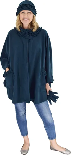 Vista 4 de Le Moda - Abrigo polar con forro polar con guantes y sombrero a juego Colección de invierno Talla única