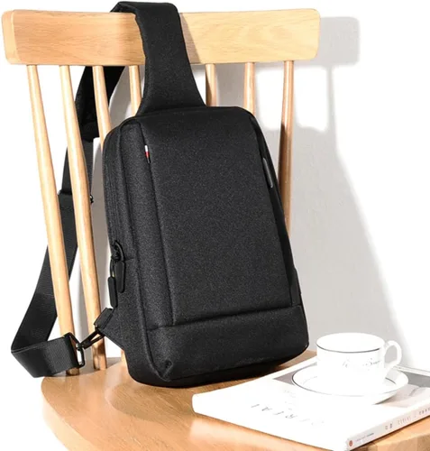 Vista 5 de Bolso bandolera para hombre, bolsa de hombro pequeña, bolsa de mensajero con puerto de carga USB, bolsa cruzada ligera para bolso de trabajo