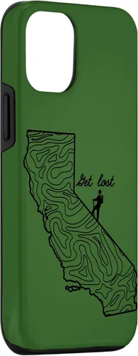 Vista 3 de Funda para iPhone 14 Vintage Hike California Topo Map Senderismo Get Lost Hiker