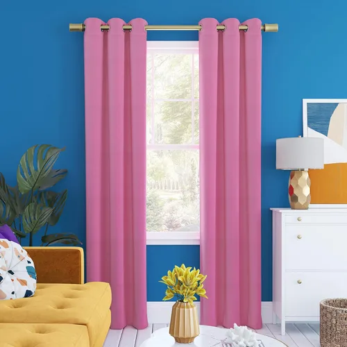 Vista 14 de Sun Zero Halton Bright Vibes Panel de Cortina Opaca Total con Ojales, 40" x 63", Azul Clásico
