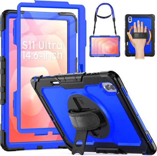 Vista 13 de HXCASEAC Funda para Samsung Galaxy Tab S11 (2025) de 11 pulgadas, diseño a prueba de golpes con protector de pantalla/correa de mano/soporte para S