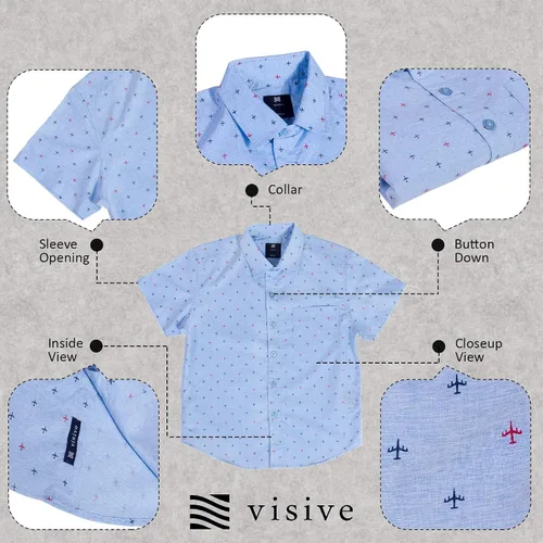 Vista 4 de Visive Camisas hawaianas para niños de manga corta estampada con botones