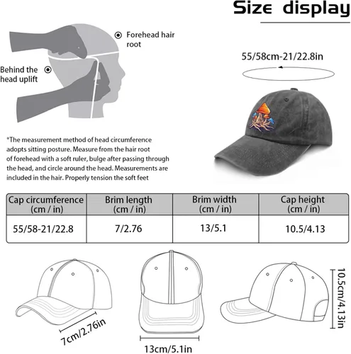 Vista 3 de Hat Magic Mushrooms Dad Hats for Women Vintage Denim Cap Adjustable