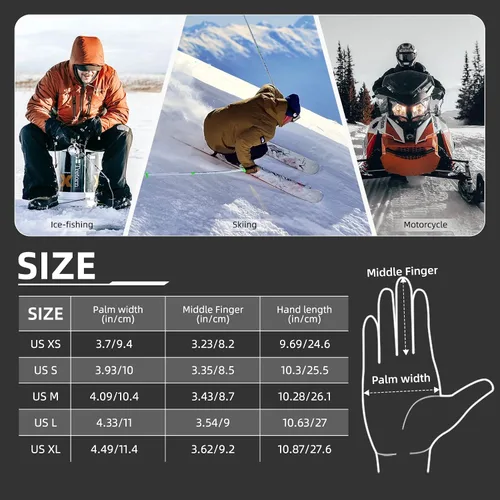 Vista 6 de ROCKBROS Guantes térmicos de invierno para ciclismo con pantalla táctil, para hombres y mujeres, resistentes al viento, esquí, nieve