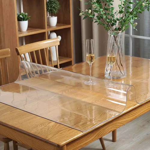 Vista 2 de Protector rectangular de plástico transparente de varios tamaños, mantel protector de vinilo de PVC, impermeable, para mesas pequeñas, escritorio, 1