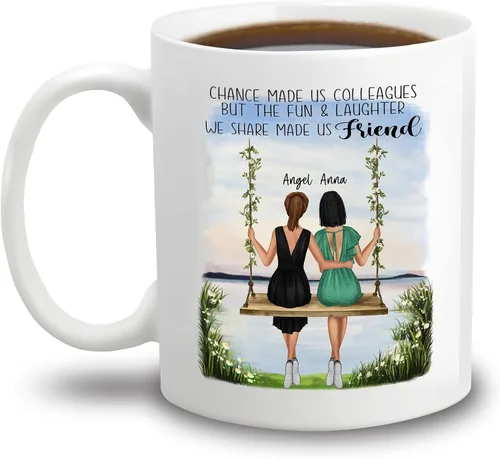 Vista 8 de Taza personalizada con texto en inglés "There Are Friends There Is Family And Then There Are Friends That Become Family", taza de café personalizada