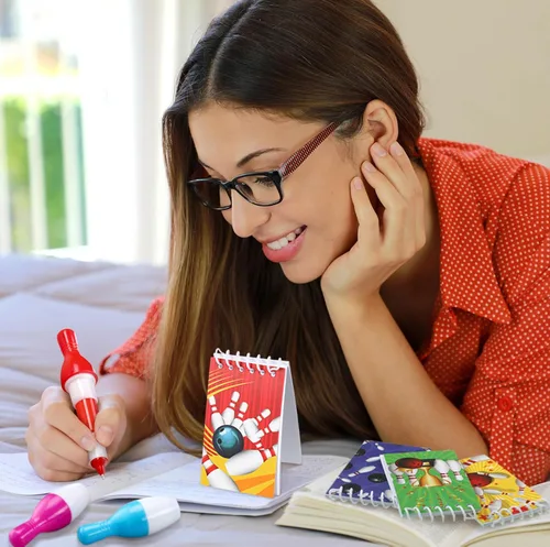 Vista 5 de Kisston 48 recuerdos de fiesta de boliche incluyen 24 mini cuadernos, bloc de notas deportivas y 24 bolígrafos, regalos de bolos para decoración