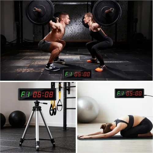 Vista 4 de Reloj temporizador de gimnasio mejorado para Tabata/FBG/EMOM – Gran intervalo digital de entrenamiento para entusiastas del fitness, cuenta