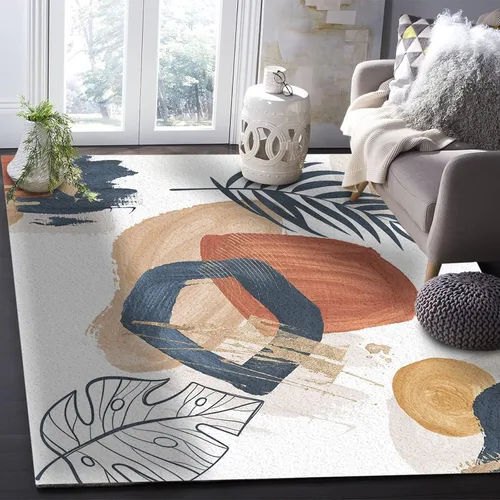 Vista 15 de Alfombra de entrada colorida arcoíris de 2 x 3 pies para baño, alfombra bohemia de mediados de siglo, abstracta de pelo bajo, tapete pequeño