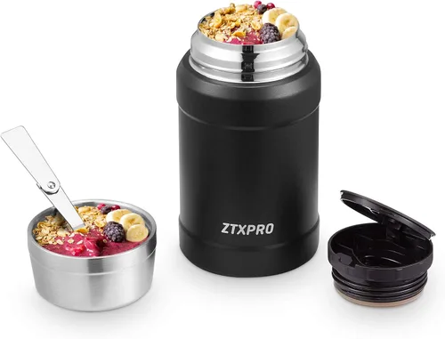 Vista 2 de Recipiente aislado para comida caliente, de acero inoxidable, de 27 onzas, de boca ancha, para almuerzo, recipientes de sopa a prueba de fugas