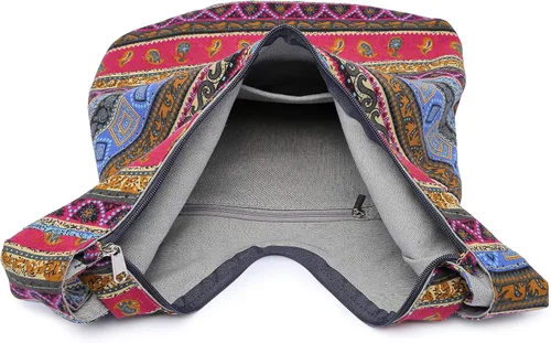 Vista 152 de Bolsa de hombro para mujer, de lona en estilo hippie/bohemio para llevar cruzada al hombro, disponible en diferentes colores y estampados