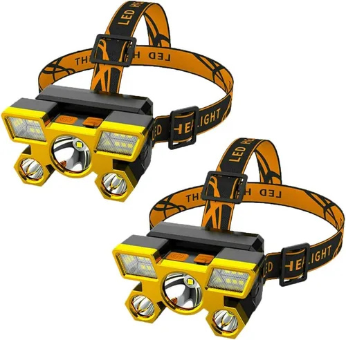 Vista 14 de RUNAAJA - Linterna frontal LED COB de 750000 lúmenes, linterna recargable, lámpara de cinco lámparas de diseño súper lejano para correr al aire