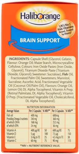 Vista 7 de Haliborange Omega-3 para niños con vitaminas 90 cápsulas masticables de naranja