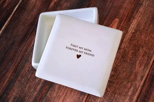 Vista 2 de Personalized Mother's Day Gift, Mother's Day Present, Mom Gift, Mom Wedding Gifts - First My Mom, Forever My Friend- Square Keepsake Box