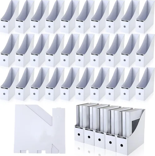 Vista 9 de Geyee 50 piezas de cartón para revistas, archivador de revistas, caja de almacenamiento de documentos, organizador de archivos de revistas con 50