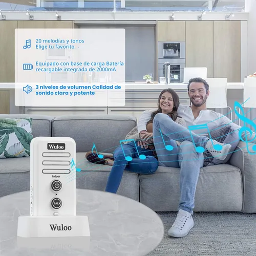 Vista 3 de Wuloo Timbre de puerta de intercomunicador inalámbrico para intercomunicador doméstico (1 y 1 blanco)