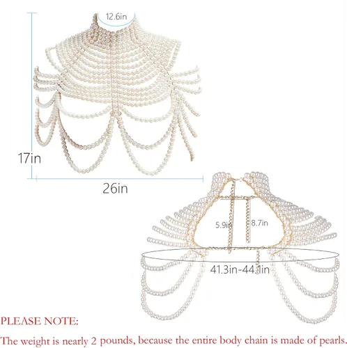 Vista 5 de CCbodily Sujetador de cadena de cuerpo de perlas - Collares de hombro de moda Bra Chain Body Jewelry