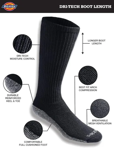 Vista 2 de Men's Multi-Pack Dri-tech Moisture Control Boot-Length Socks