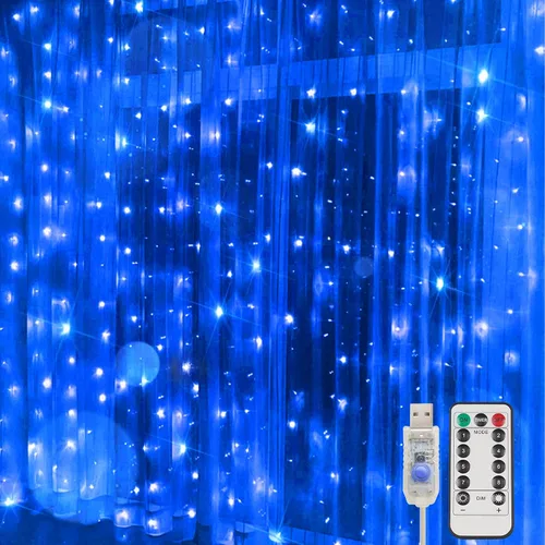 Vista 20 de suddus Luces de Cortina para Dormitorio, 90 Luces LED de Cadena Colgantes para Exteriores, Luces de Cortina de Hadas para Interiores para Navidad