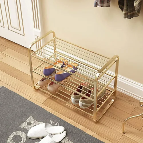Vista 4 de Zapatero organizador de 3 niveles de metal para zapatos, organizador de almacenamiento de pie para entrada, pasillo, sala de estar, dormitorio