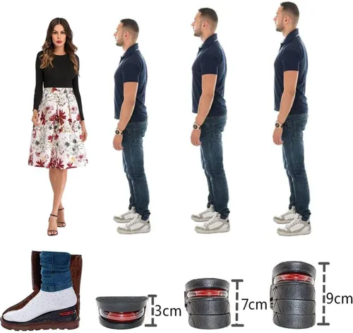 Vista 4 de Plantillas de aumento de altura de 2 capas para hombres, inserciones de altura de zapatos para hacerte más alto, suelas de elevación invisibles