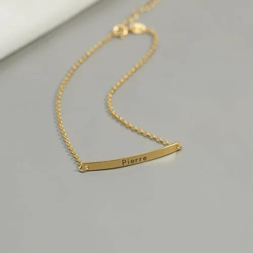 Vista 3 de MRENITE Pulsera de barra personalizada de oro de 10 quilates, 14 quilates y 18 quilates, pulsera de corazón con inicial para mujer, grabado