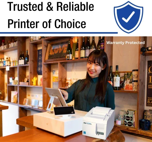 Vista 7 de Star Micronics TSP143IIIBi Impresora térmica de recibos Bluetooth para iOS, Android y Windows con cortador automático y fuente de alimentación Gris