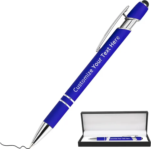 Vista 63 de Aolun Bolígrafo personalizado, bolígrafo grabado personalizado con lápiz capacitivo, 12 unidades, metal suave al tacto, introduce el nombre, Naranja