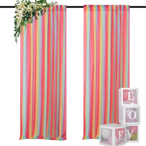 Vista 27 de DUOBAO Cortina de gasa rosa, 2 paneles de 29 x 96 pulgadas, cortinas de telón de fondo de boda, cortinas de playa transparentes para sala de estar