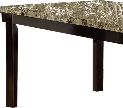 Vista 5 de Benzara Slick Finish - Mesa de comedor de madera de pino y mármol sintético, color marrón
