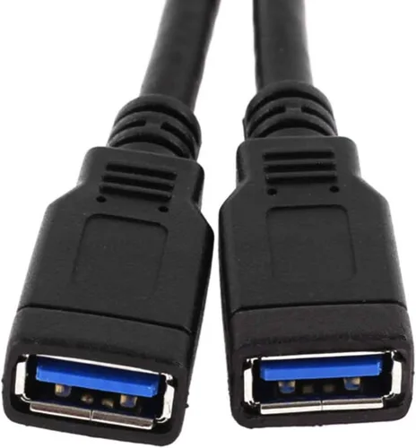 Vista 6 de MaxLLTo 2 puertos 7.9 in longitud USB 3.0 tipo A hembra a la placa base de 20 pines adaptador de cable negro 1 pieza