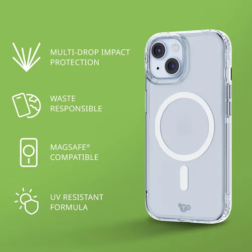 Vista 4 de Tech21 Evo - Funda transparente para iPhone 16e y 15, compatible con MagSafe, funda de protección contra impactos, transparente