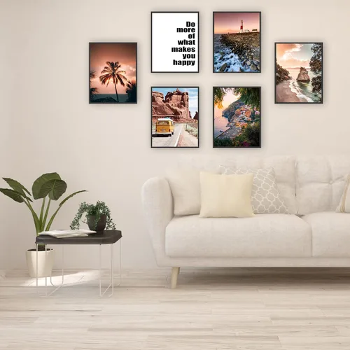 Vista 7 de HoozGee Impresiones artísticas para pared de viaje, paisaje marino, palmera, decoración de pared, paisaje, ciudad, costera, camino, fotos, fotos