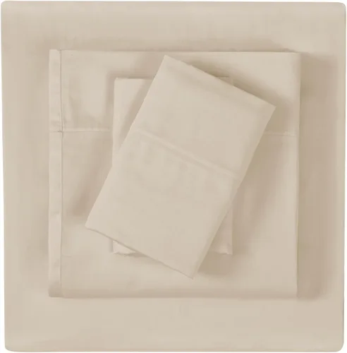 Vista 3 de Vince Camuto 100% algodón percal de 400 hilos, fundas de almohada estándar, color caqui, color liso, 100% algodón, para hombres y mujeres