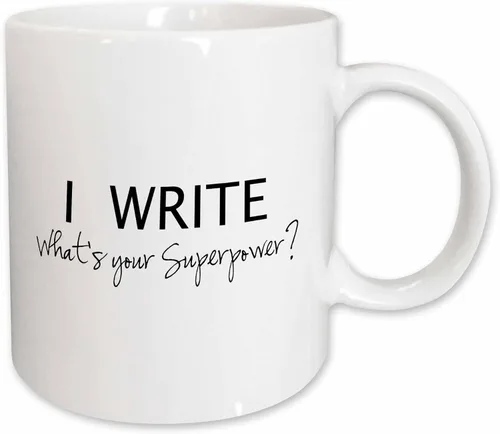 Vista 9 de 3dRose I Write - Whats your superpower - divertido regalo de 11 oz taza amarilla de dos tonos Amarillo